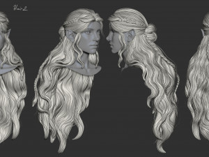 7 Fantasy female hairstyles 3D 模型