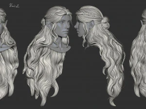 7 Fantasy female hairstyles 3D Model