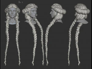 7 Fantasy female hairstyles 3D Model