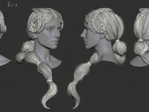 7 Fantasy female hairstyles 3D Model