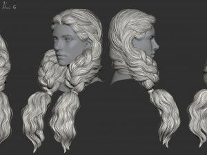 7 Fantasy female hairstyles 3D Model