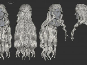 7 Fantasy female hairstyles 3D Model