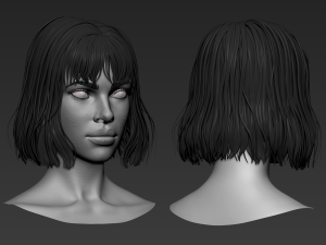 7 Female hair models Model 3D