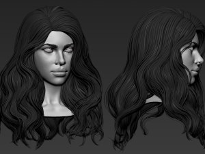 7 Female hair models Model 3D