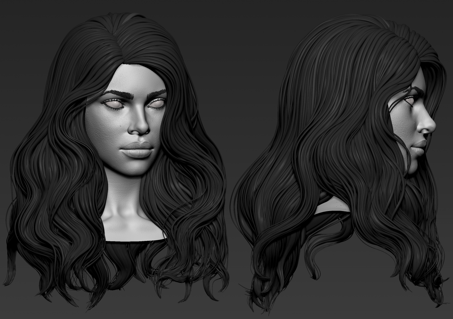 7 Female hair models 3D in 3DExport