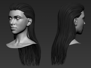 7 Female hair models Model 3D