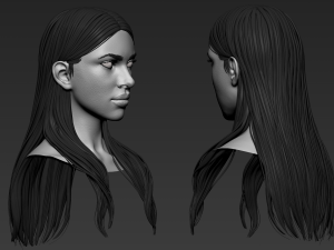 7 Female hair models Model 3D