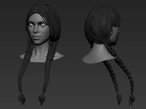 7 Female hair models 3D Model
