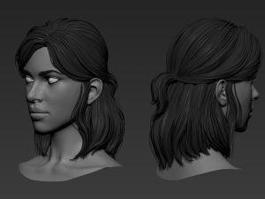 7 Female hair models Model 3D