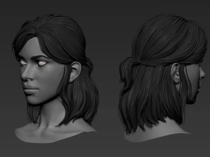 7 Female hair models 3D Model