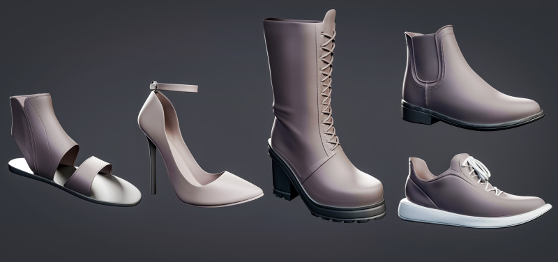 5 Shoe basemesh models Modelo 3D .c4d .max .obj .3ds .fbx .stl .blend