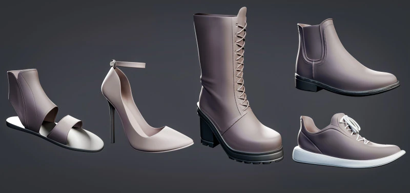 5 modeli siateczkowych but&oacute;w Model 3D .c4d .max .obj .3ds .fbx .stl .blend 