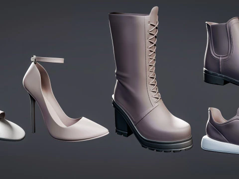 5 Shoe basemesh models 3D Model