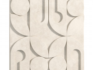 Hand-Carved White Tile Wall Decor Model 3D