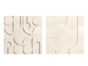 Hand-Carved White Tile Wall Decor Model 3D