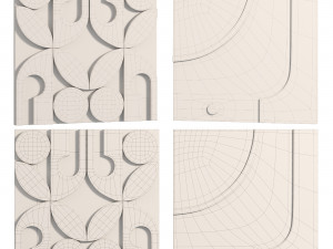 Hand-Carved White Tile Wall Decor Model 3D