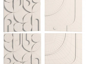 Hand-Carved White Tile Wall Decor 3D Model