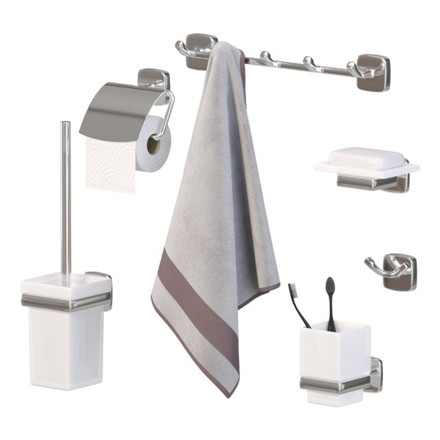 Bathroom accessories 01 3D Model .c4d .max .obj .3ds .fbx .stl .blend 