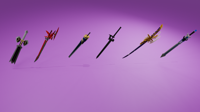 6 Anime Swords low-poly Modello 3D .c4d .max .obj .3ds .fbx .stl .blend