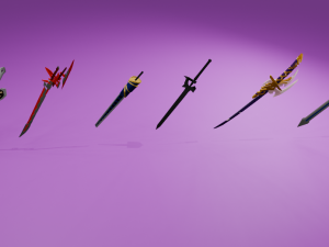 6 Anime Swords low-poly 3Dモデル