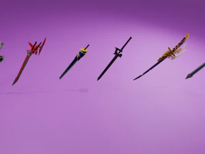 6 Pedang Anime poli rendah Model 3D