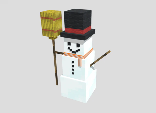 Minecraft Snowman 3D Model .c4d .max .obj .3ds .fbx .stl .blend