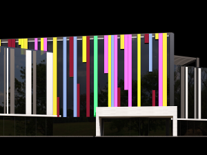 Office Building With Colored Facade Panels 3Dモデル