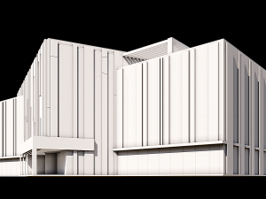 Office Building With Colored Facade Panels Modello 3D