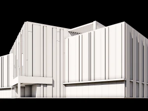 Office Building With Colored Facade Panels 3D Model