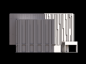 Office Building With Colored Facade Panels Modello 3D