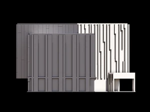 Office Building With Colored Facade Panels 3D Model
