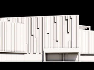 Office Building With Colored Facade Panels 3D Model