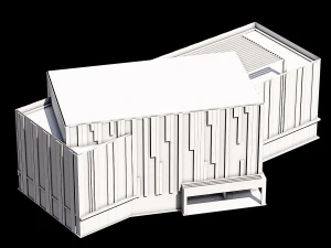 Office Building With Colored Facade Panels 3D Model