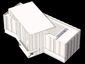 Office Building With Colored Facade Panels Modello 3D