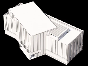 Office Building With Colored Facade Panels 3D Model