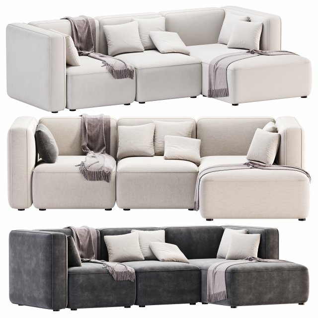 BASECAMP CHAISELOUNGE right Modular Sofa by makenordic 3D Model .c4d .max .obj .3ds .fbx .stl .blend 