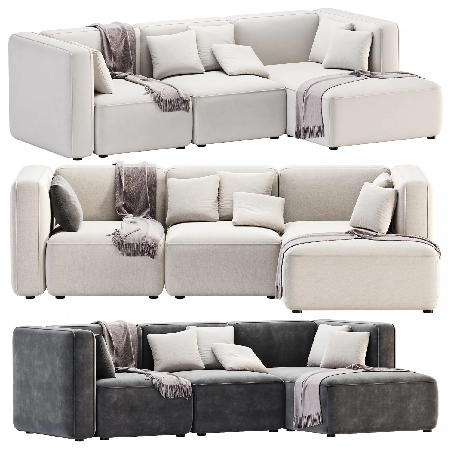 BASECAMP CHAISELOUNGE right Modular Sofa by makenordic 3D Model .c4d .max .obj .3ds .fbx .stl .blend 