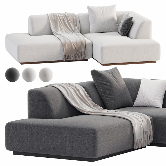Hoekbank in jaspee stof Jacopo 3D Modell .c4d .max .obj .3ds .fbx .stl .blend