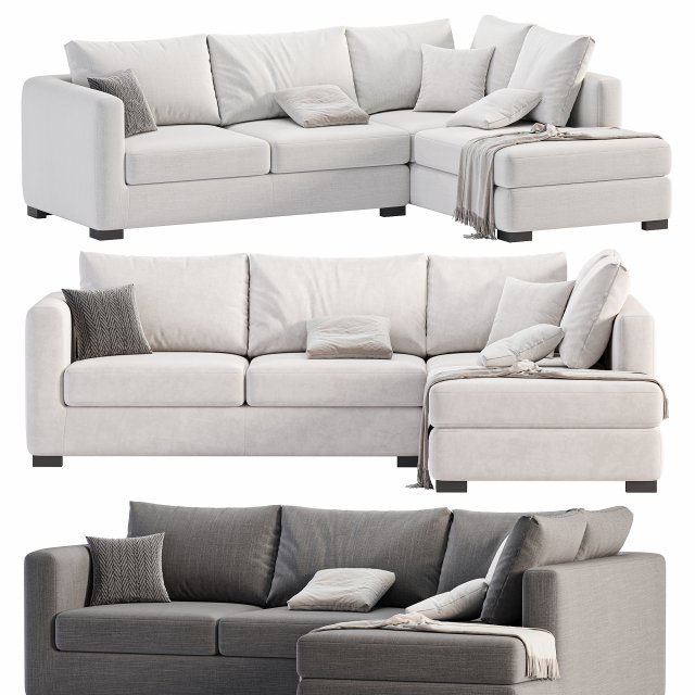Blake Large Open End Corner Sofa by loomloft sofas Model 3D .c4d .max .obj .3ds .fbx .stl .blend 