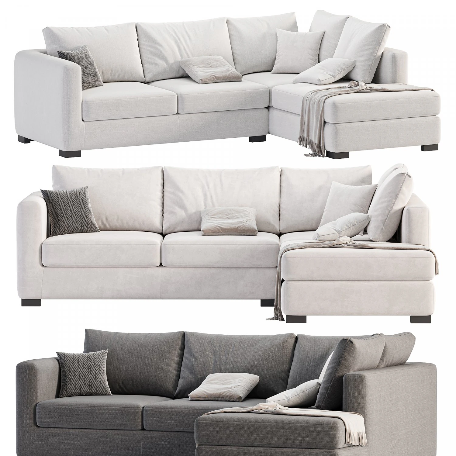 Blake Large Open End Corner Sofa by loomloft sofas 3D Model .c4d .max .obj .3ds .fbx .stl .blend 