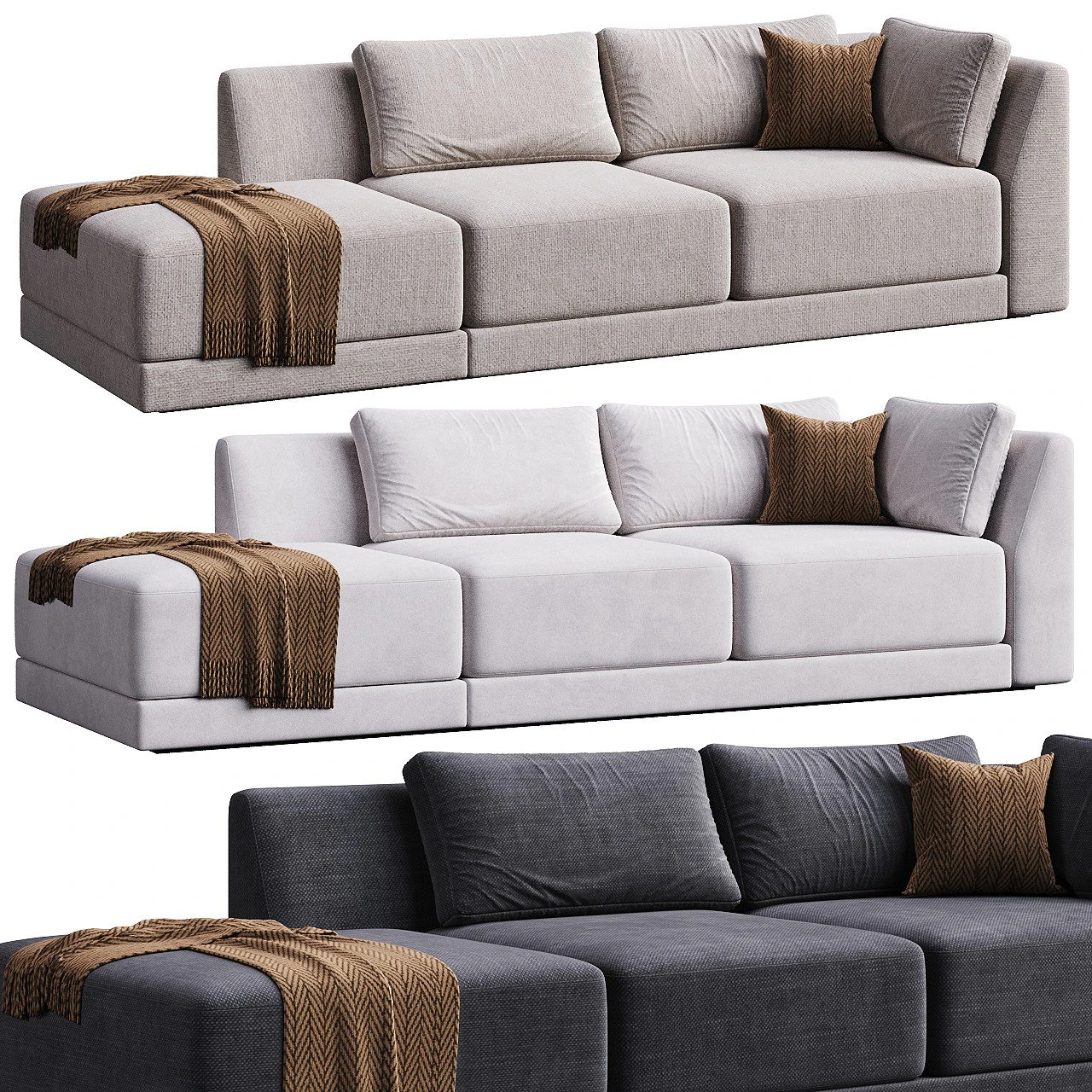 Sofa Wave 3D Model .c4d .max .obj .3ds .fbx .stl .blend
