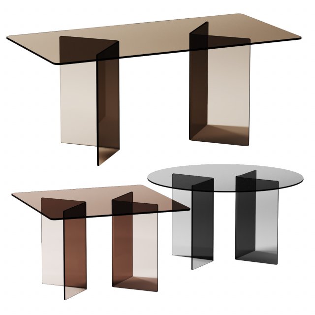 Fiam Italia CORNER Glass tables Model 3D .c4d .max .obj .3ds .fbx .stl .blend