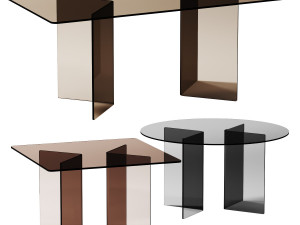 Fiam Italia CORNER Glass tables Model 3D