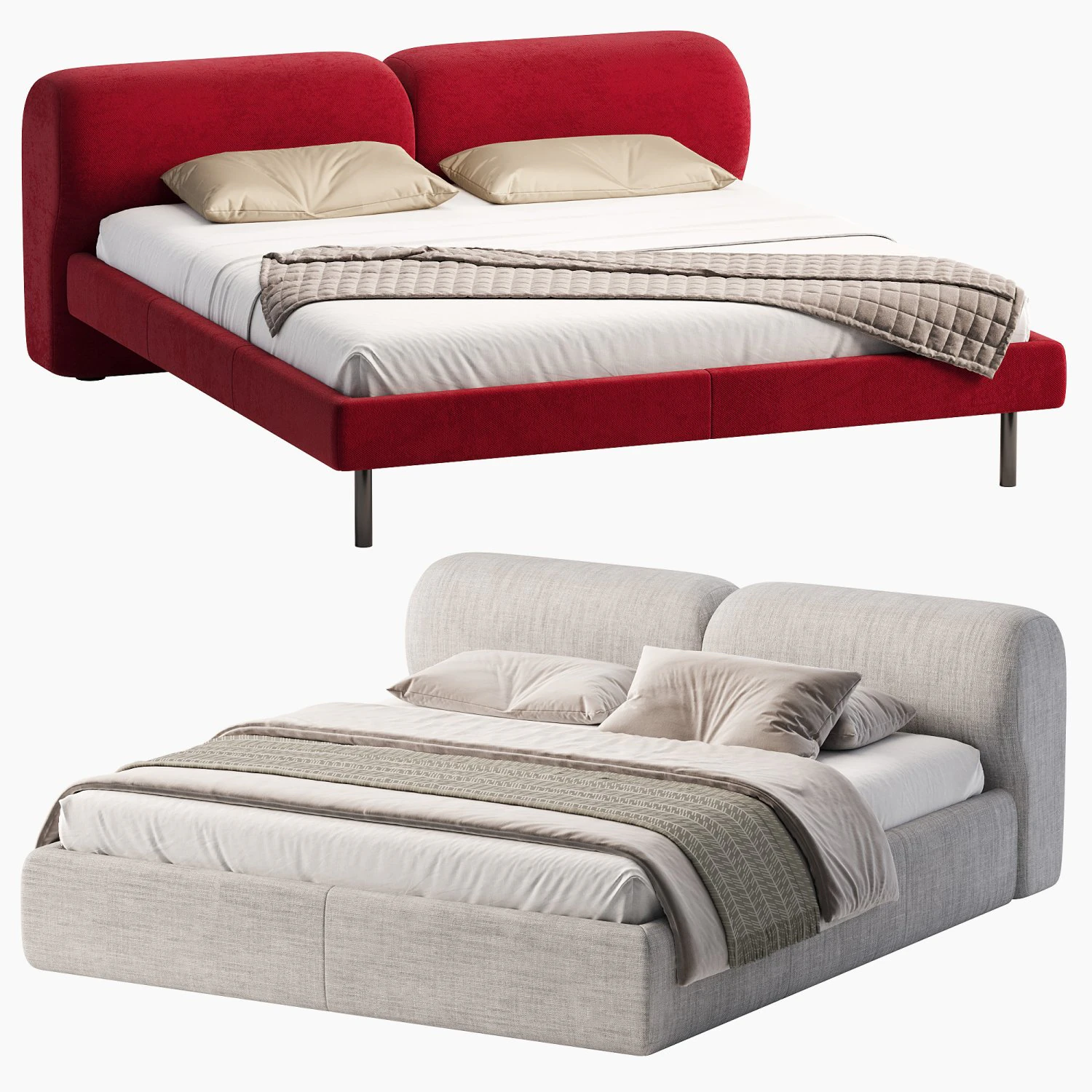 IGEA Bed By Paola Zani 3D Model .c4d .max .obj .3ds .fbx .stl .blend 