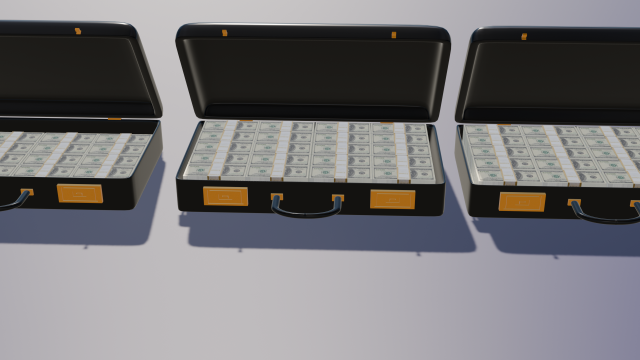 Black case with money 3D 模型 .c4d .max .obj .3ds .fbx .stl .blend