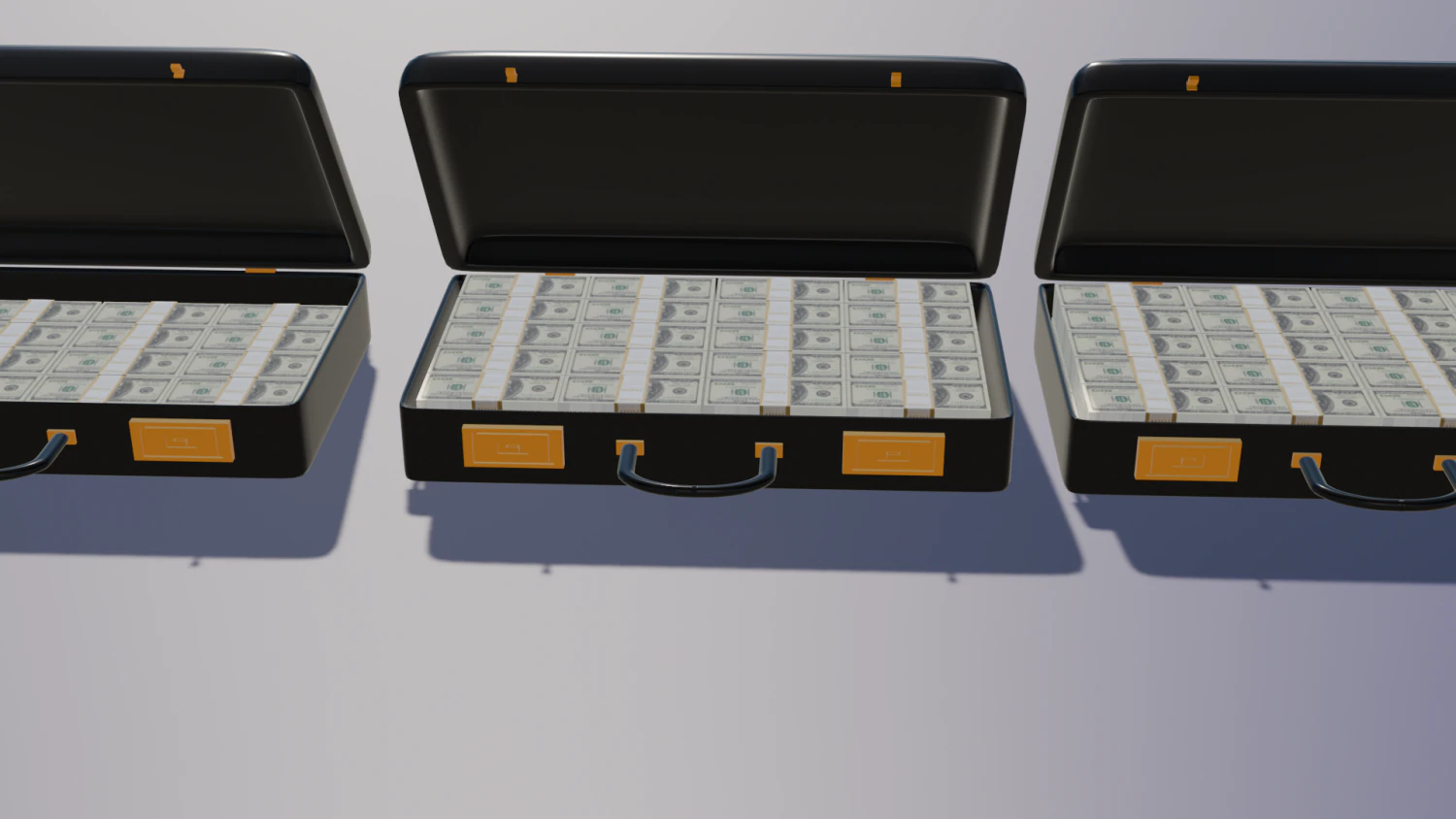 Black case with money 3D Model .c4d .max .obj .3ds .fbx .stl .blend 