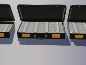 Black case with money 3D Model