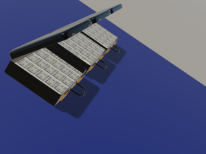 Black case with money 3D 模型