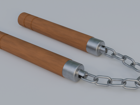 Wooden Nunchucks 3D Model