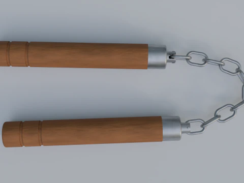 Wooden Nunchucks 3D Model